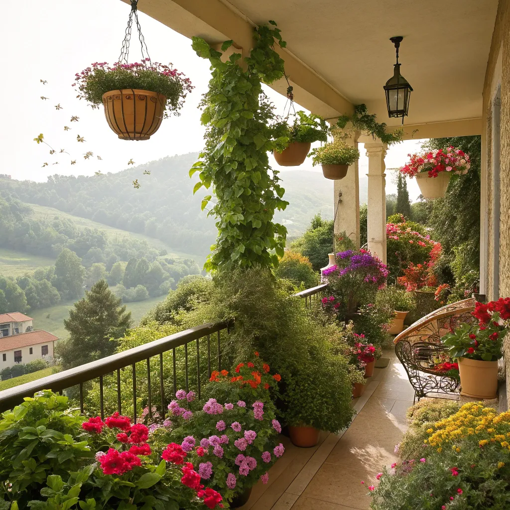 Vibrant garden balcony